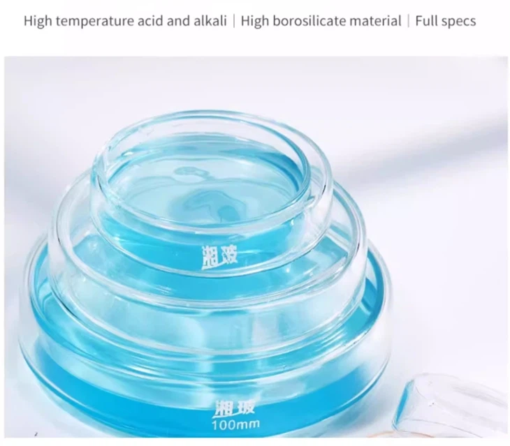 Lab Glassware 60/75/90/100/120/150mm Borosilicate Glass Cell Culture Dish Glass Petri Dish