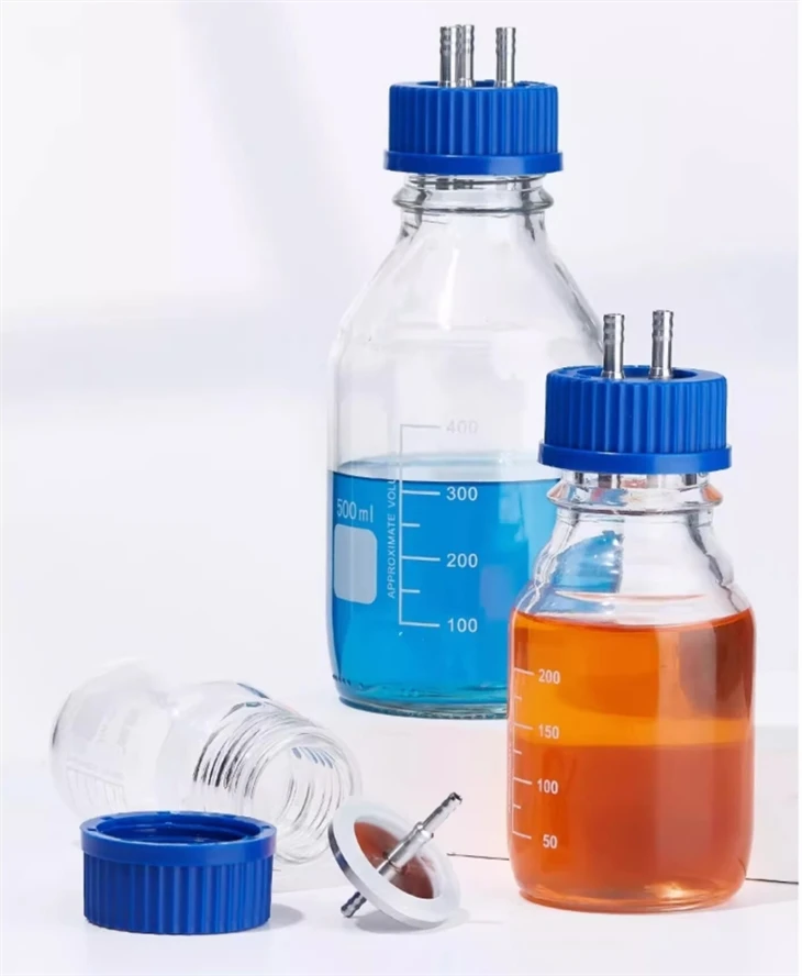 Transparent Glass Fermenter Refill Bottle Stainless Steel Iron Cap Into Liquid Reagent Bottle